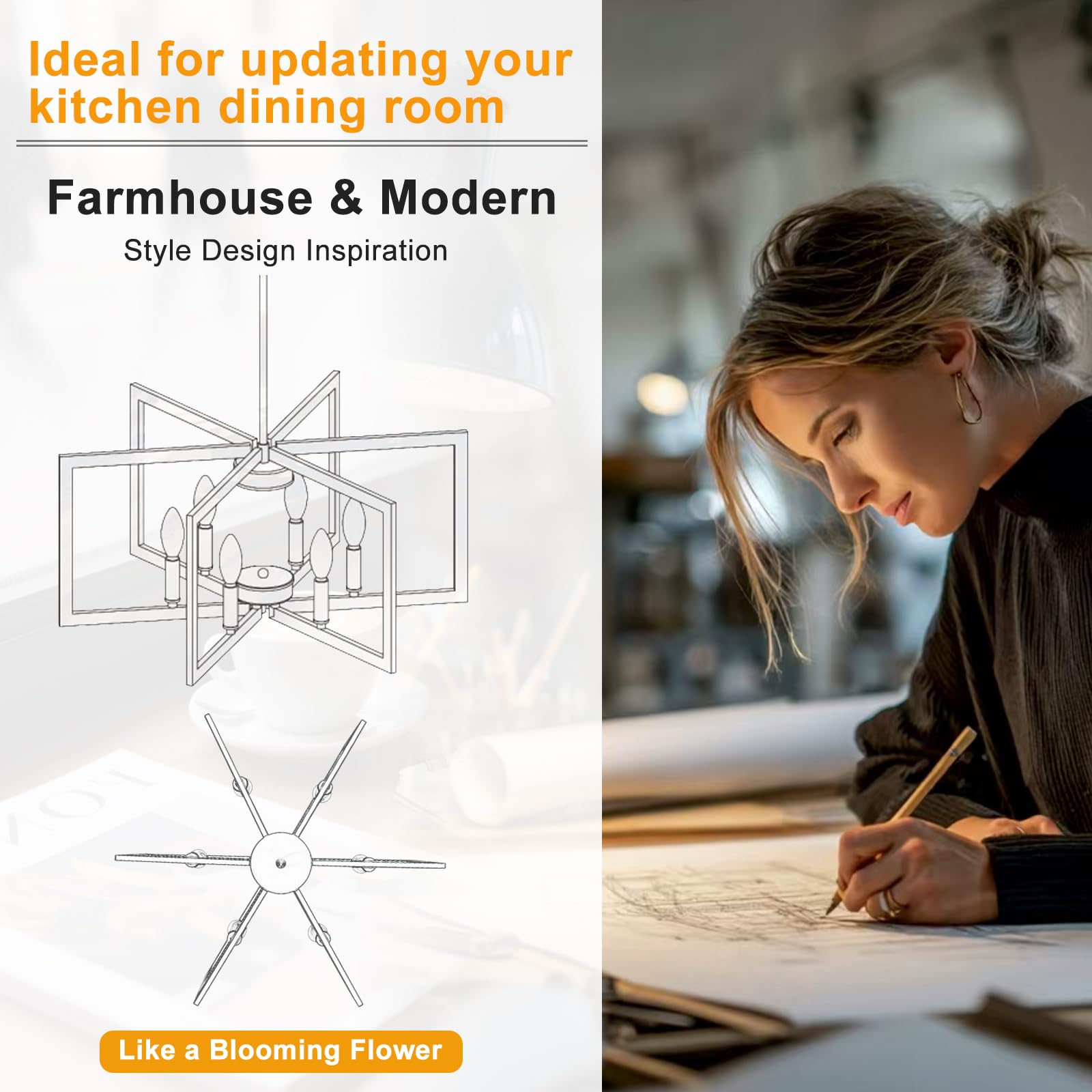 YUEXCDShome adjustable-height chandelier suitable for various ceiling types