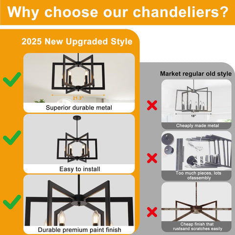 YUEXCDShome easy-install chandelier with preassembled arms for quick setup
