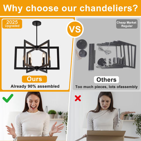 YUEXCDShome matte black finish on chandelier resists scratches and rust