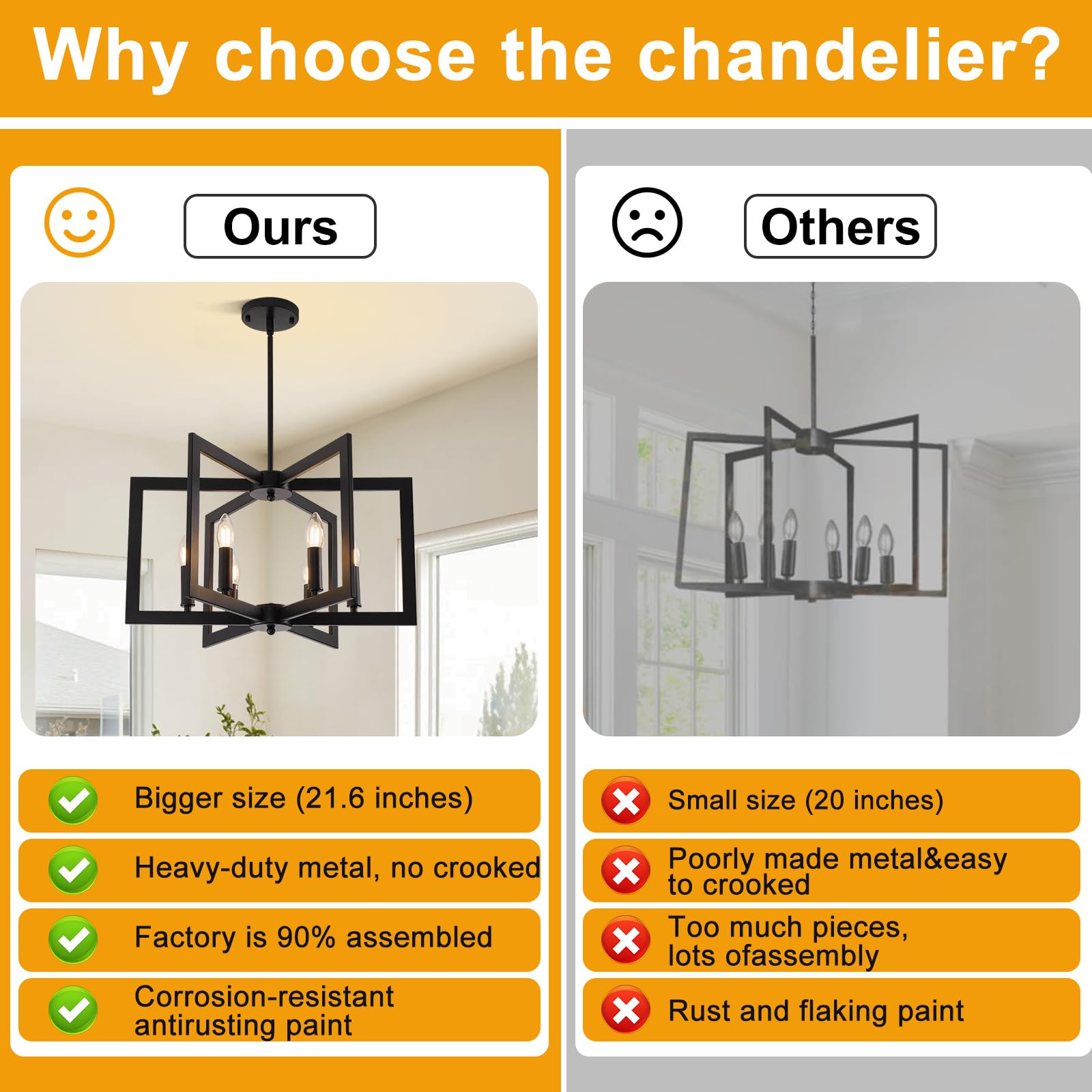 YUEXCDShome 6-light dining chandelier for ambient dining illumination