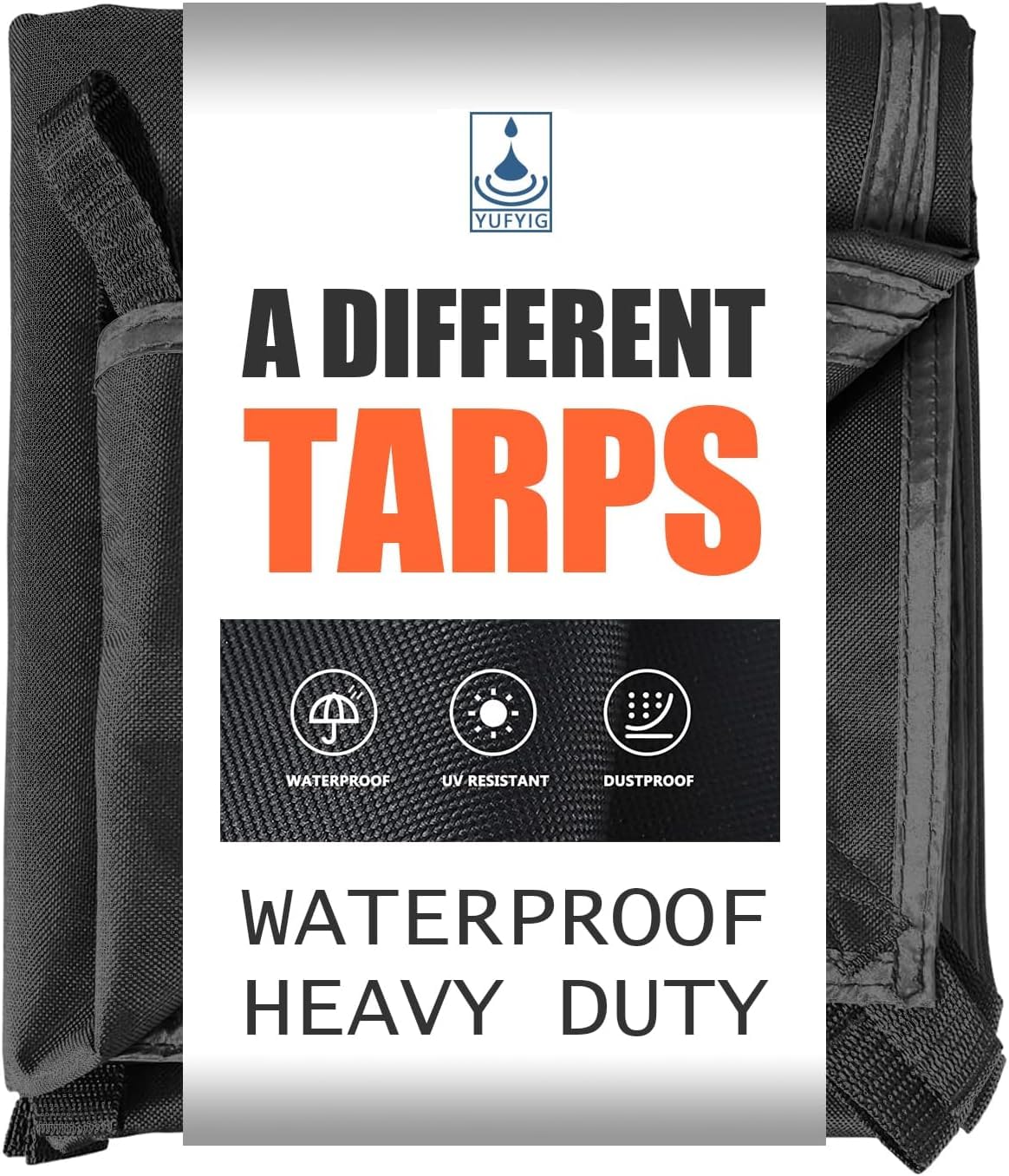 YUFYIG 20mil black tarp 5x5 ft protects from rain and wind.