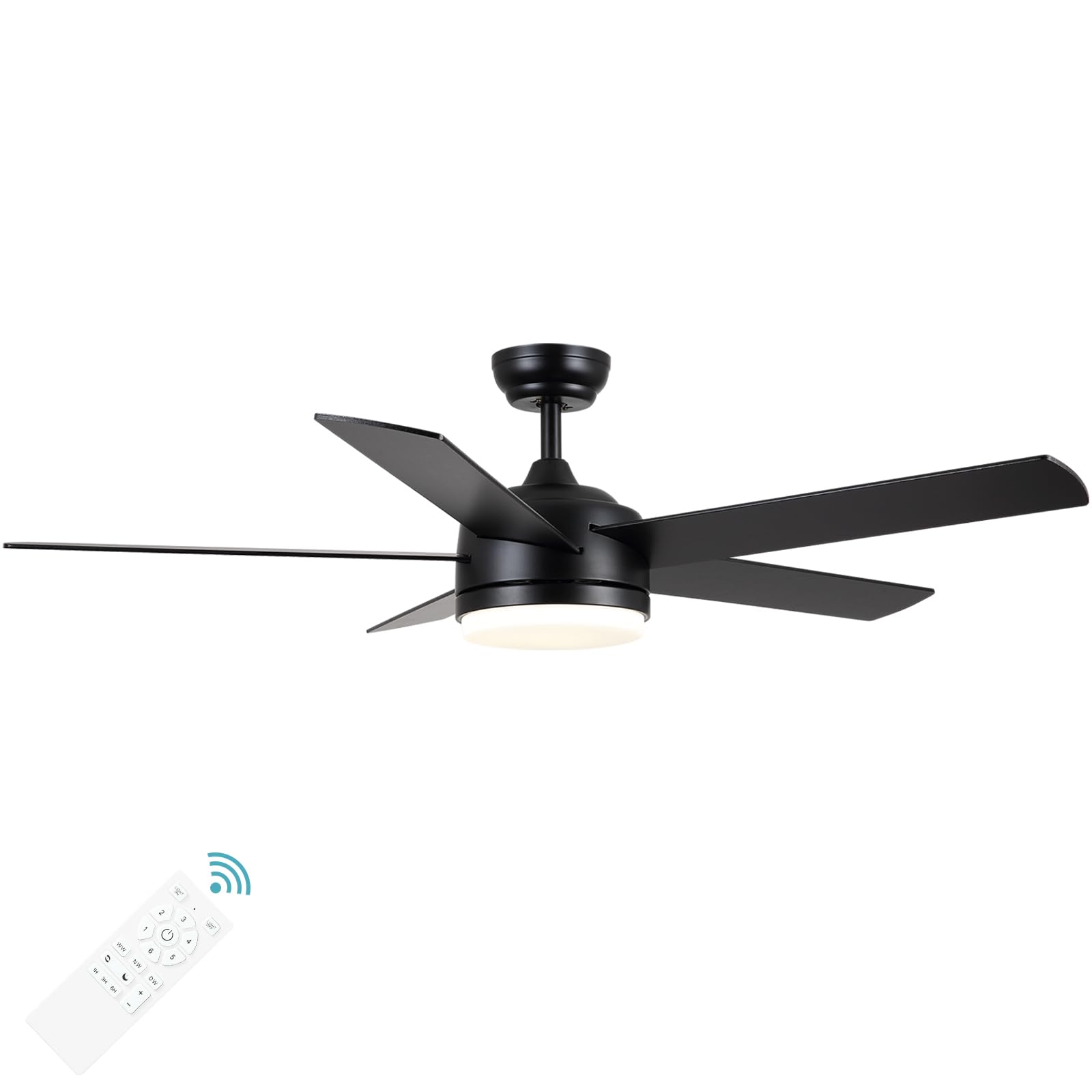YUHAO 52-inch black ceiling fan with remote for ambient cooling
