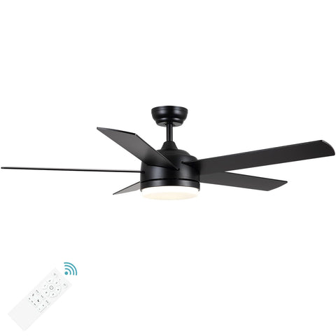 YUHAO 52-inch black ceiling fan with remote for ambient cooling
