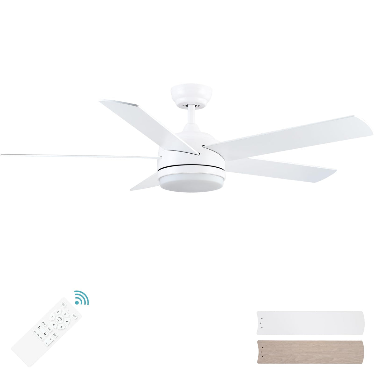 YUHAO 52in white ceiling fan with light for stylish cooling