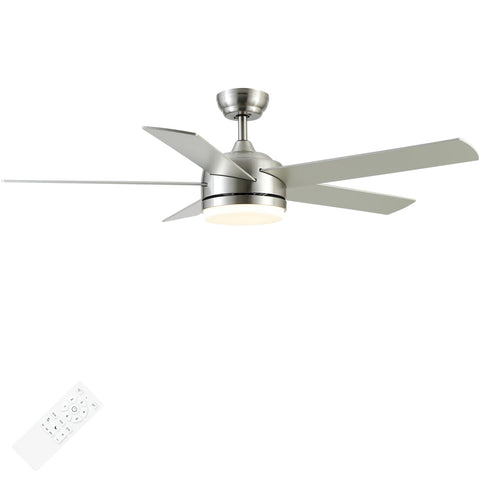 YUHAO 52-inch brushed-nickel ceiling fan with remote for versatile indoor cooling.