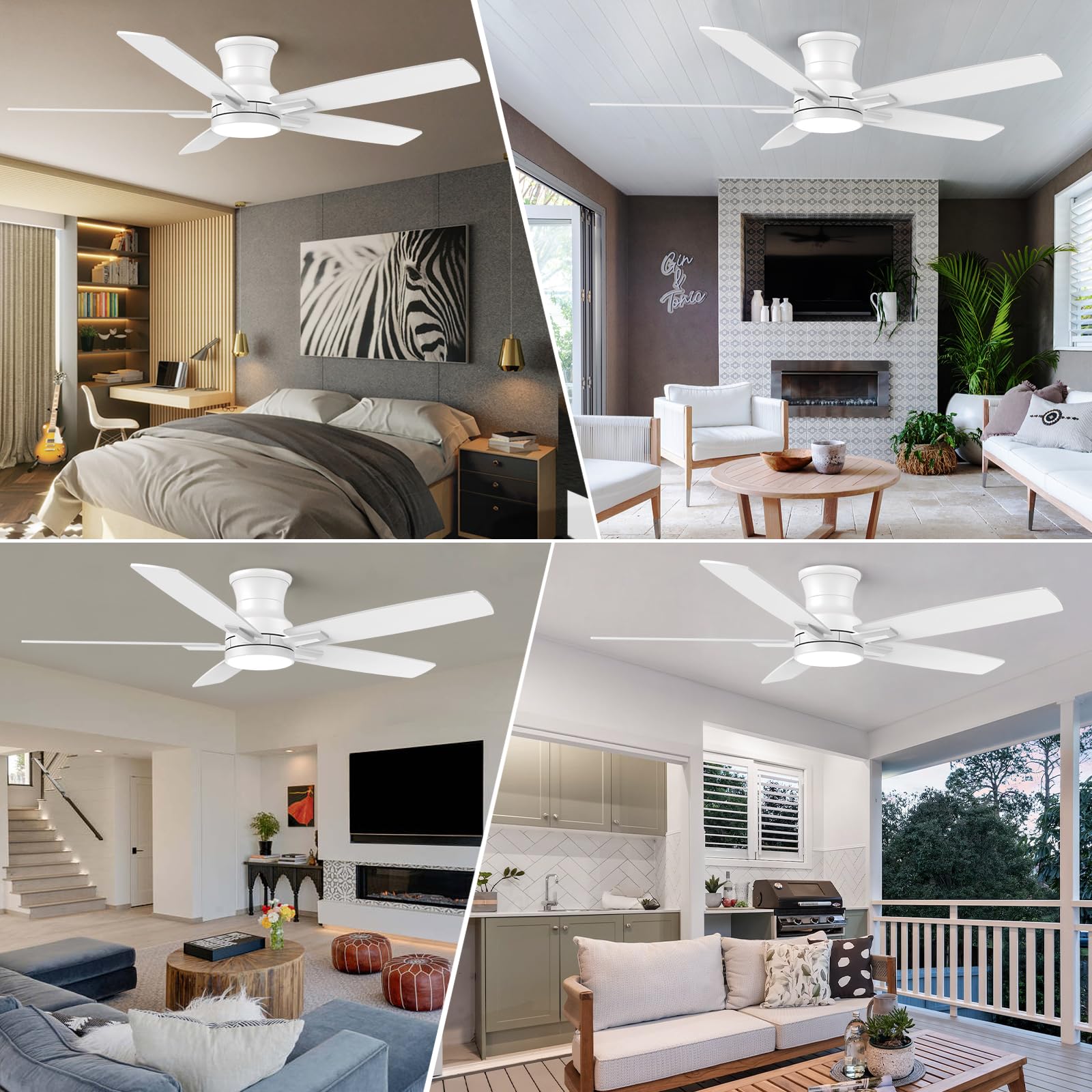 YUHAO ceiling fan LED light on for energy-efficient illumination