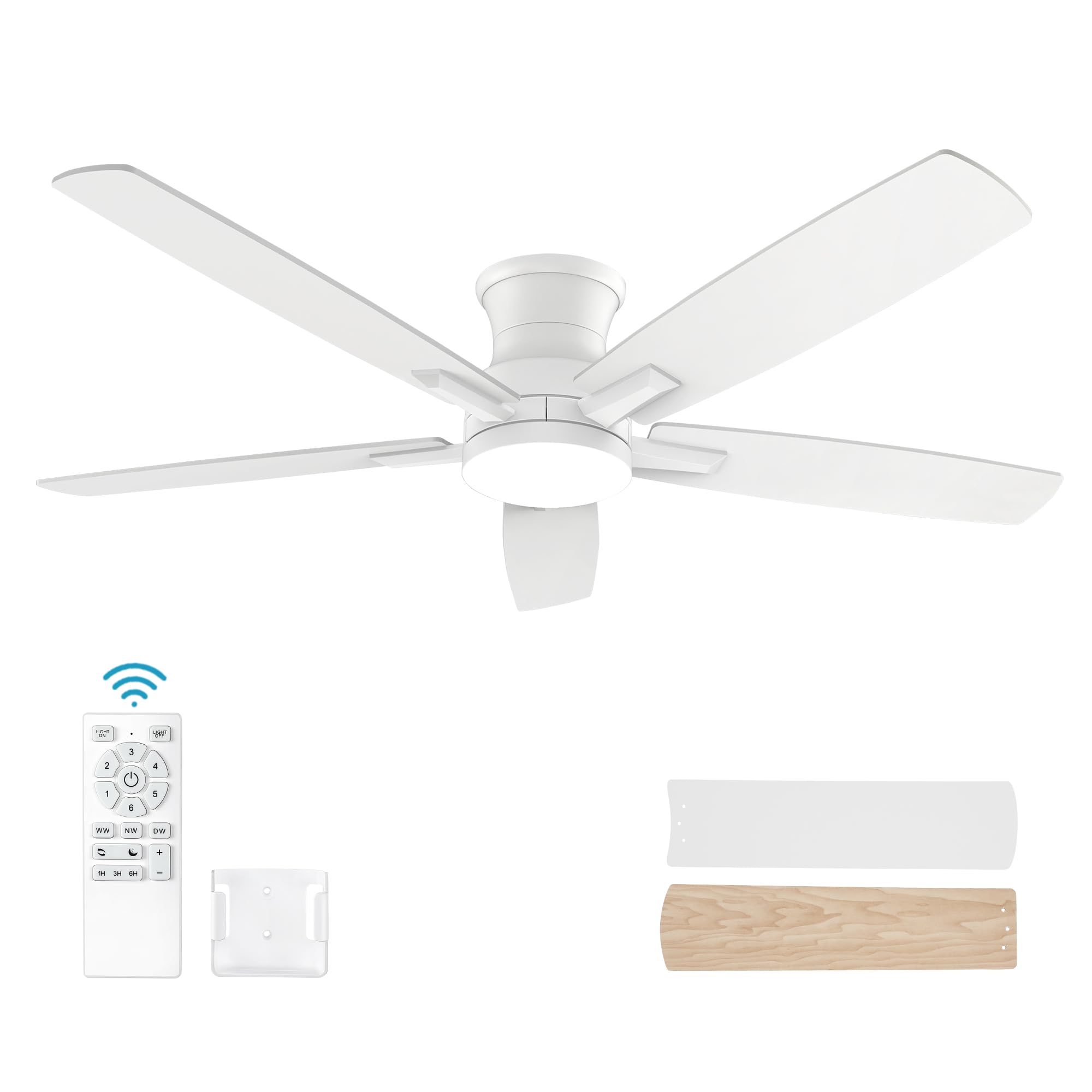 YUHAO 52-inch flush-mount fan front view with quiet operation