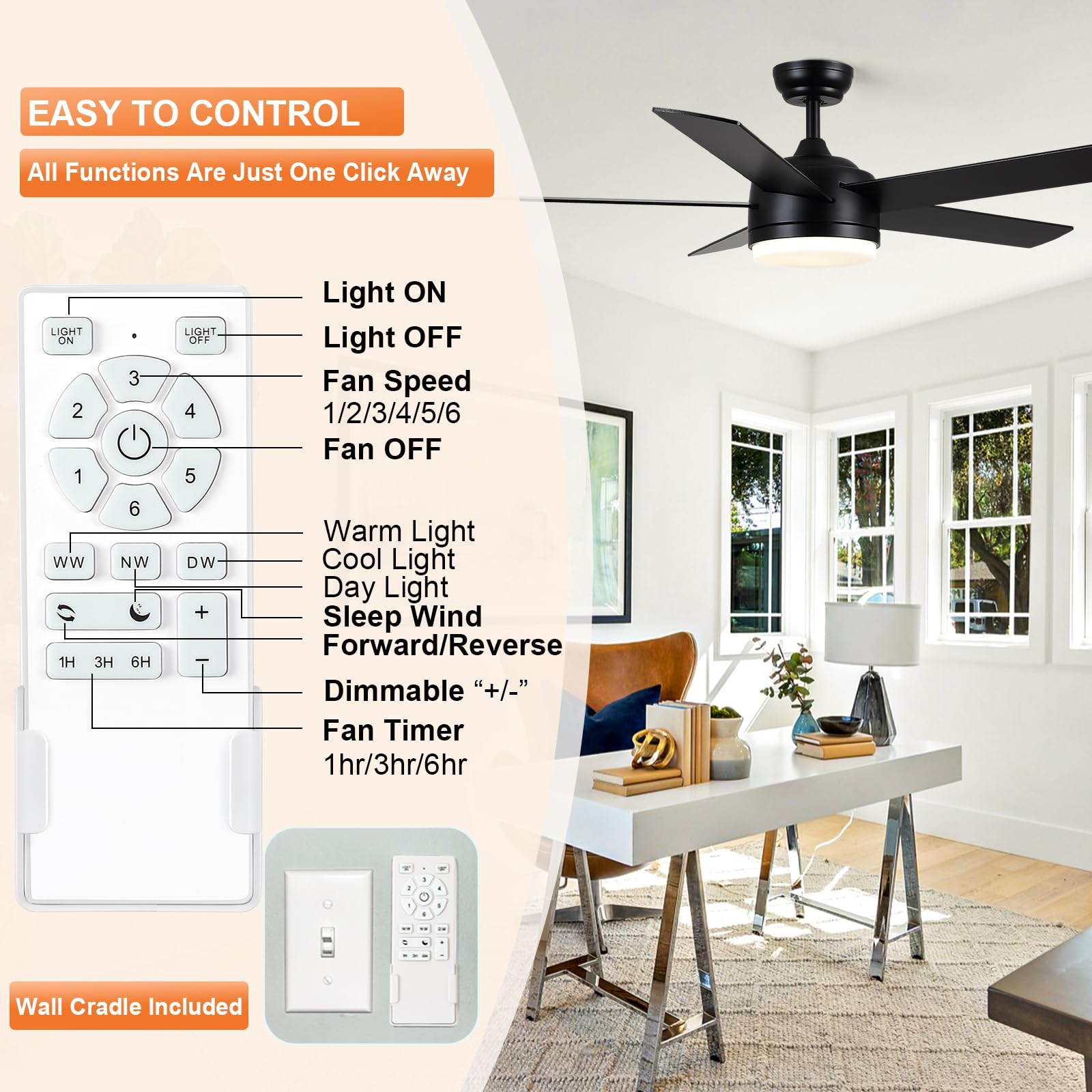 YUHAO energy-saving ceiling fan reduces power consumption