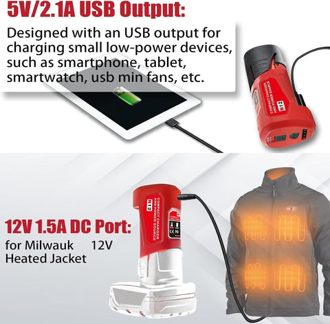 YUHDWRE M12 adapter LED indicators provide charging status at a glance
