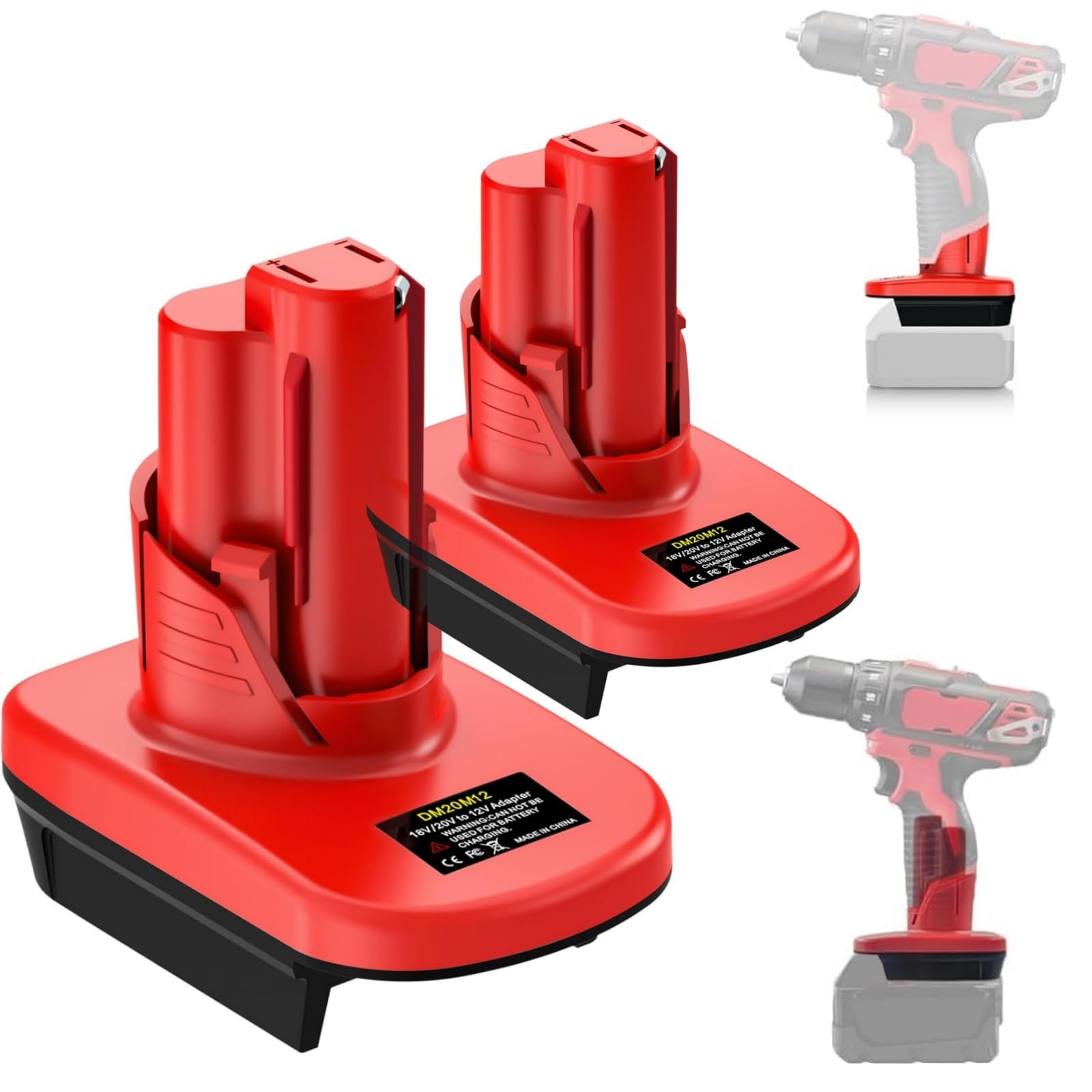 YUHDWRE MIL18M12 adapter in use powering a Milwaukee M12 tool