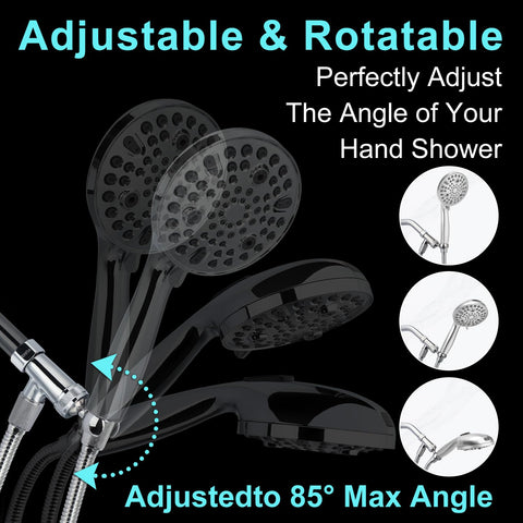 YUHX 360-degree rotation keeps handheld shower versatile and accessible.