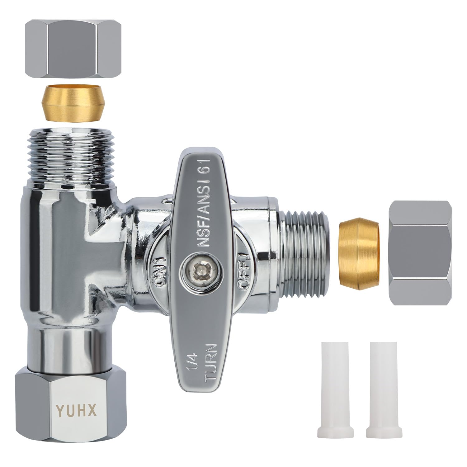 YUHX brass angle stop add-a-tee valve body for easy water split installation