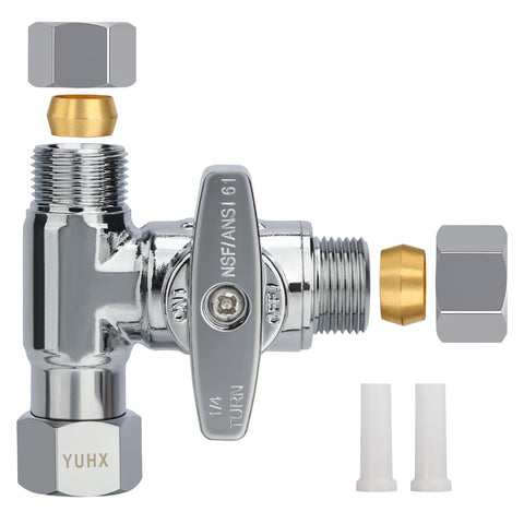 YUHX brass angle stop add-a-tee valve body for easy water split installation
