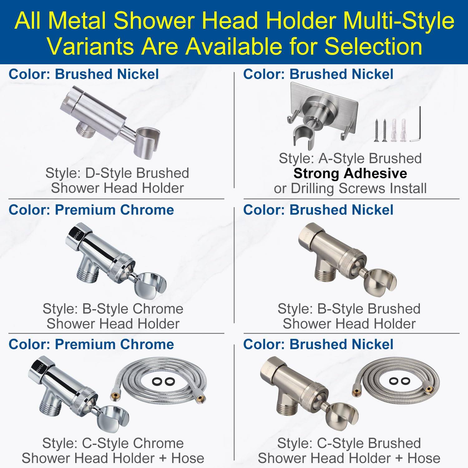 YUHX chrome-plated, easy-installation connection with 1/2 IPS fittings.