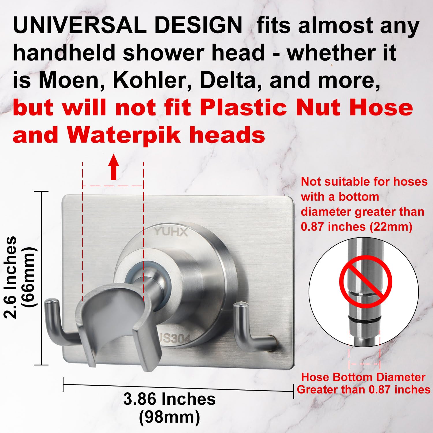 YUHX shower head holder with 360-degree adjustability for perfect handheld angle
