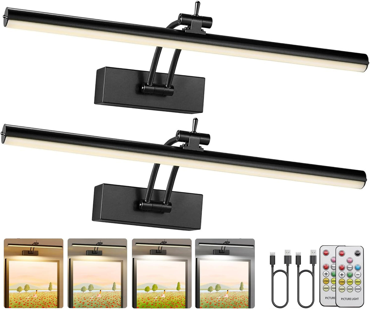 Yuichoy 16-inch picture light wall-mount demonstrating even art illumination