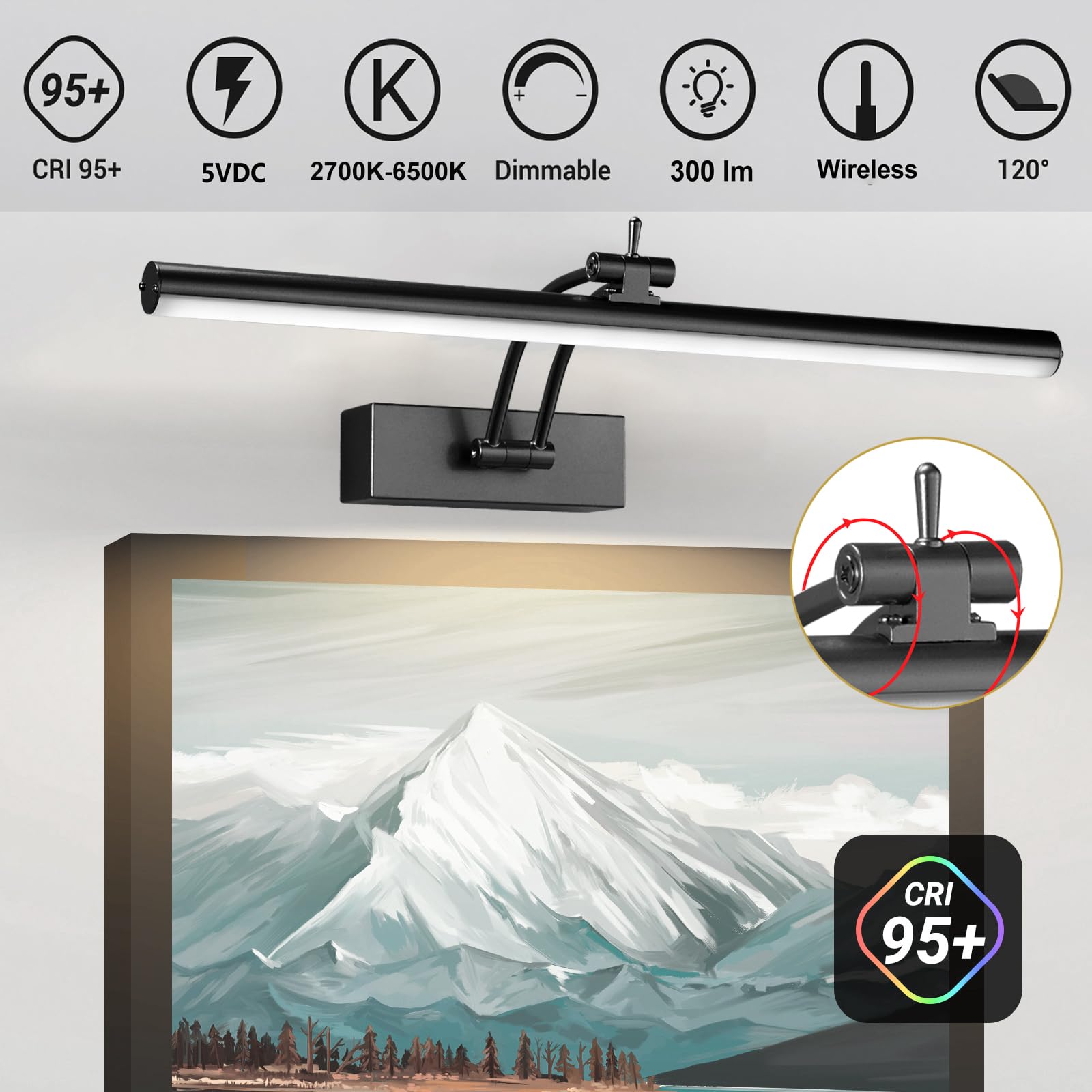 Yuichoy battery-powered picture light offering cordless operation