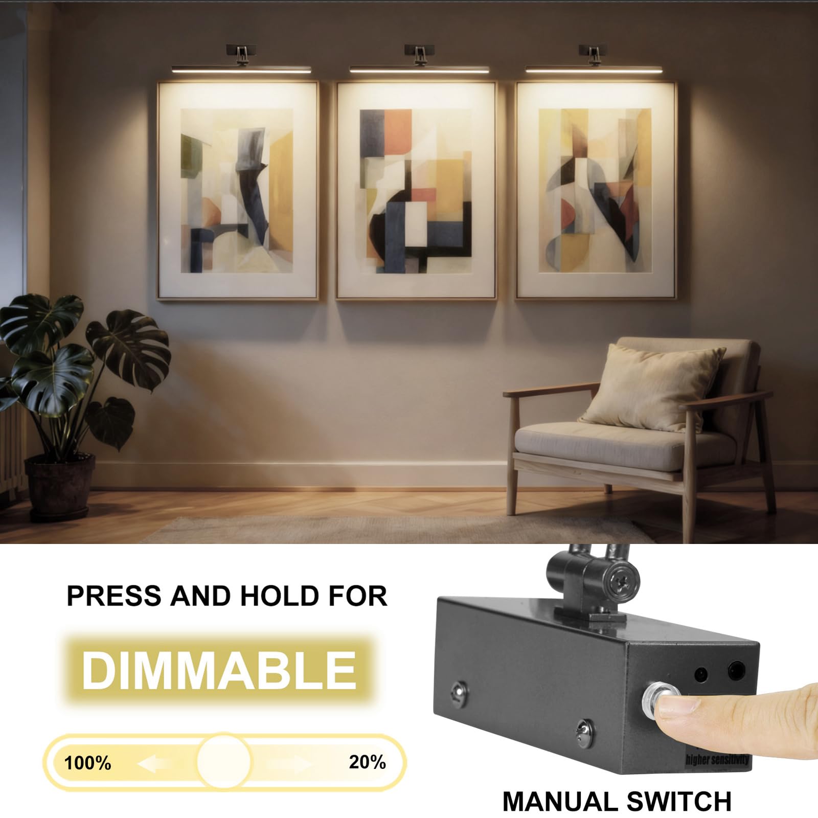 Yuichoy picture light connected via USB charging cable