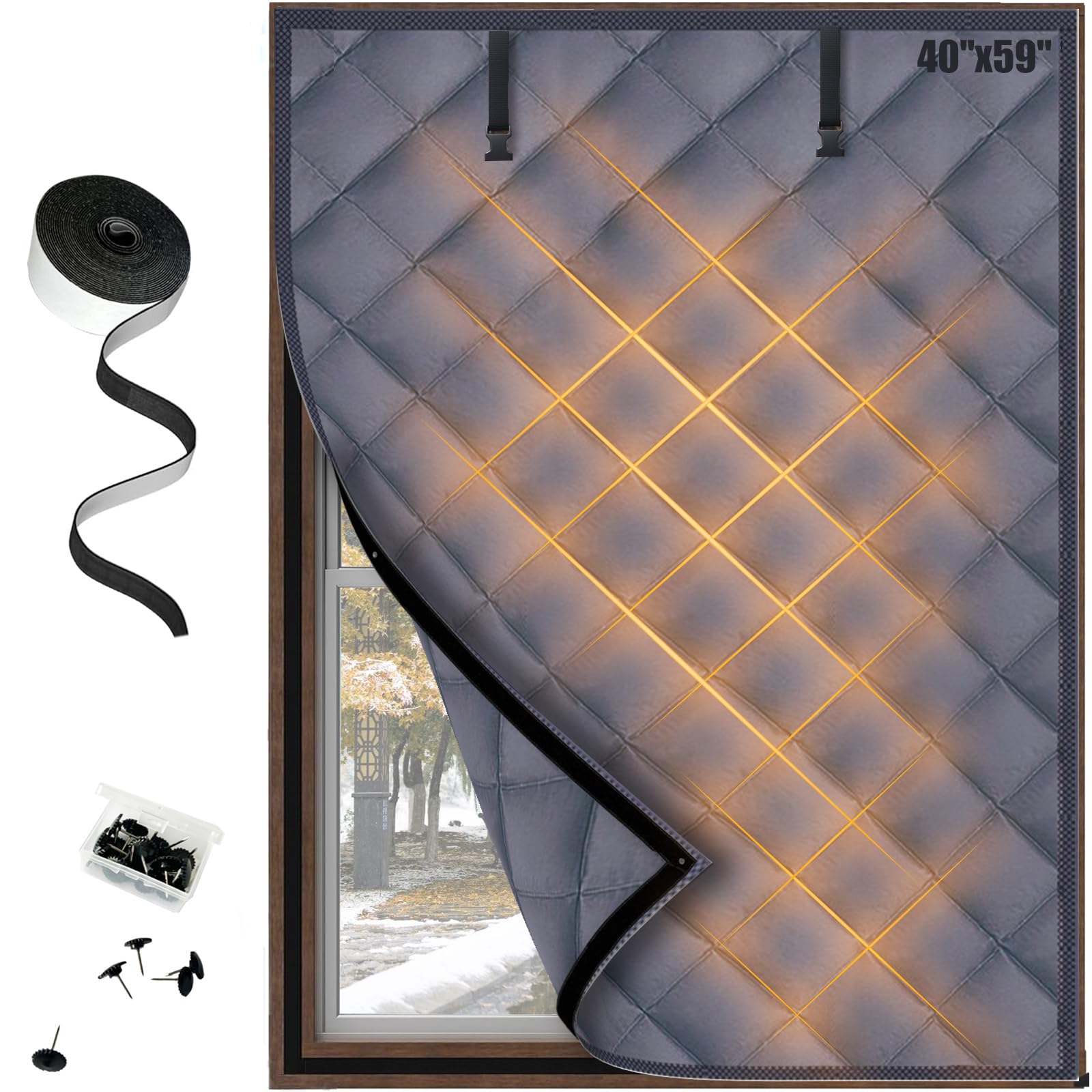 YUJUNHMZZ window insulation blanket on window reduces drafts and keeps indoors cozy