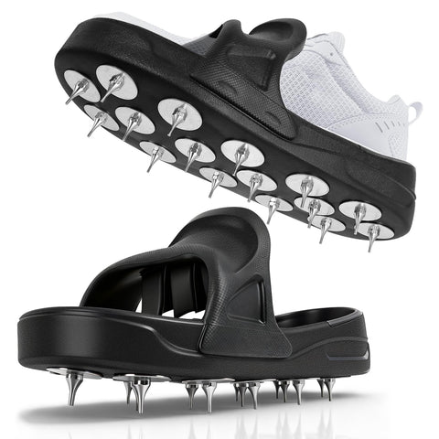 YUKGAMS epoxy shoe spikes on a wet floor for safer, mark-free epoxy work