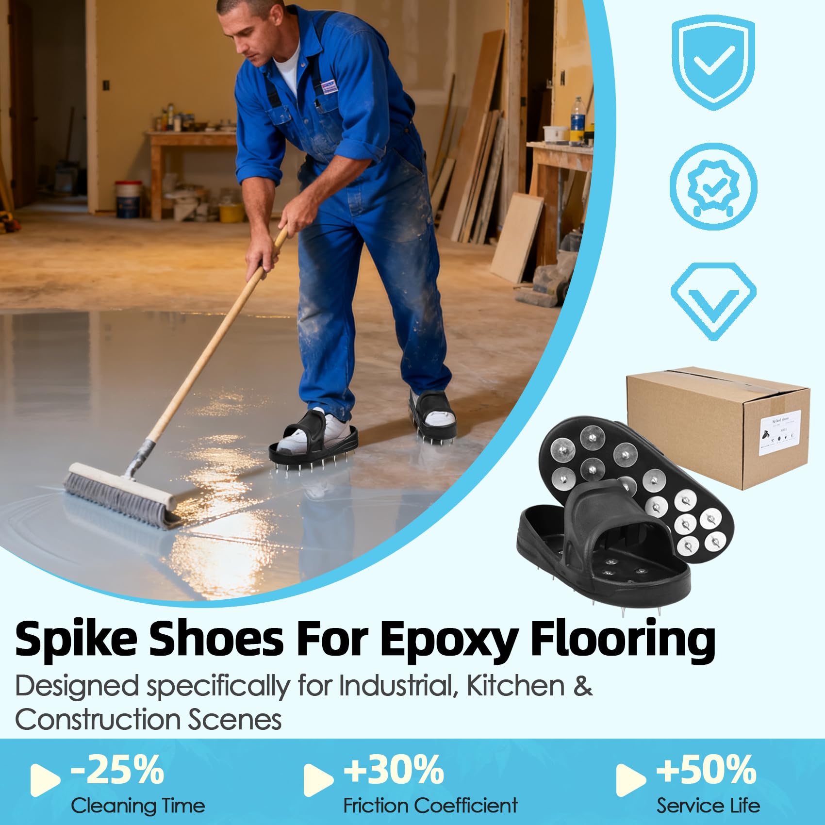 YUKGAMS epoxy shoe spikes demonstrate durable steel spikes with reliable traction
