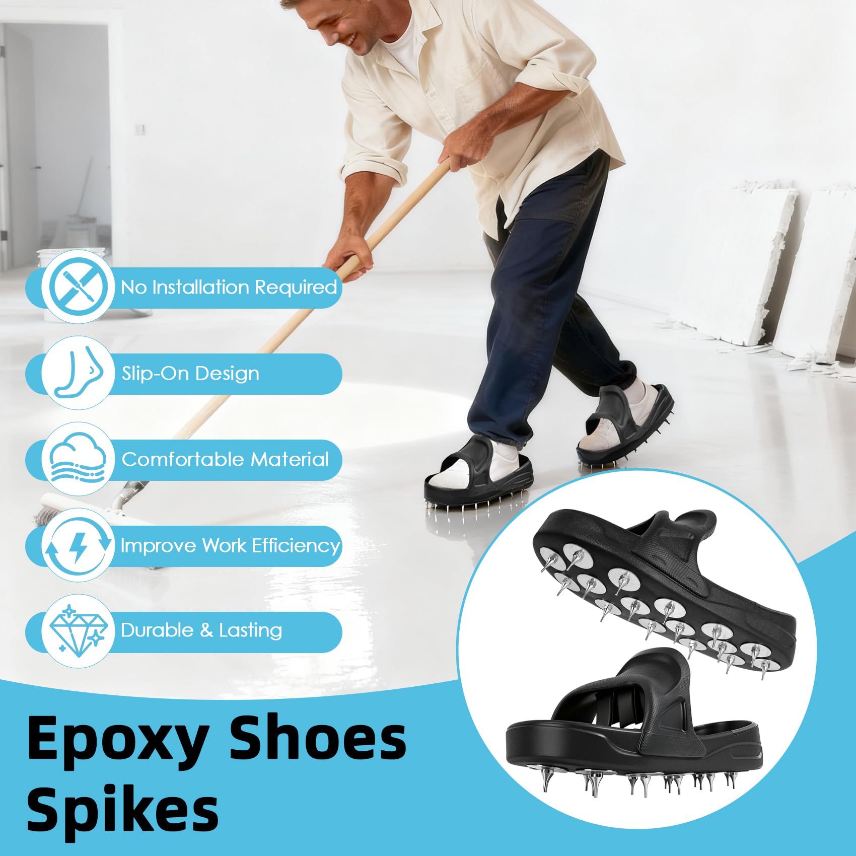 YUKGAMS epoxy shoes maintain finish integrity on resin floors