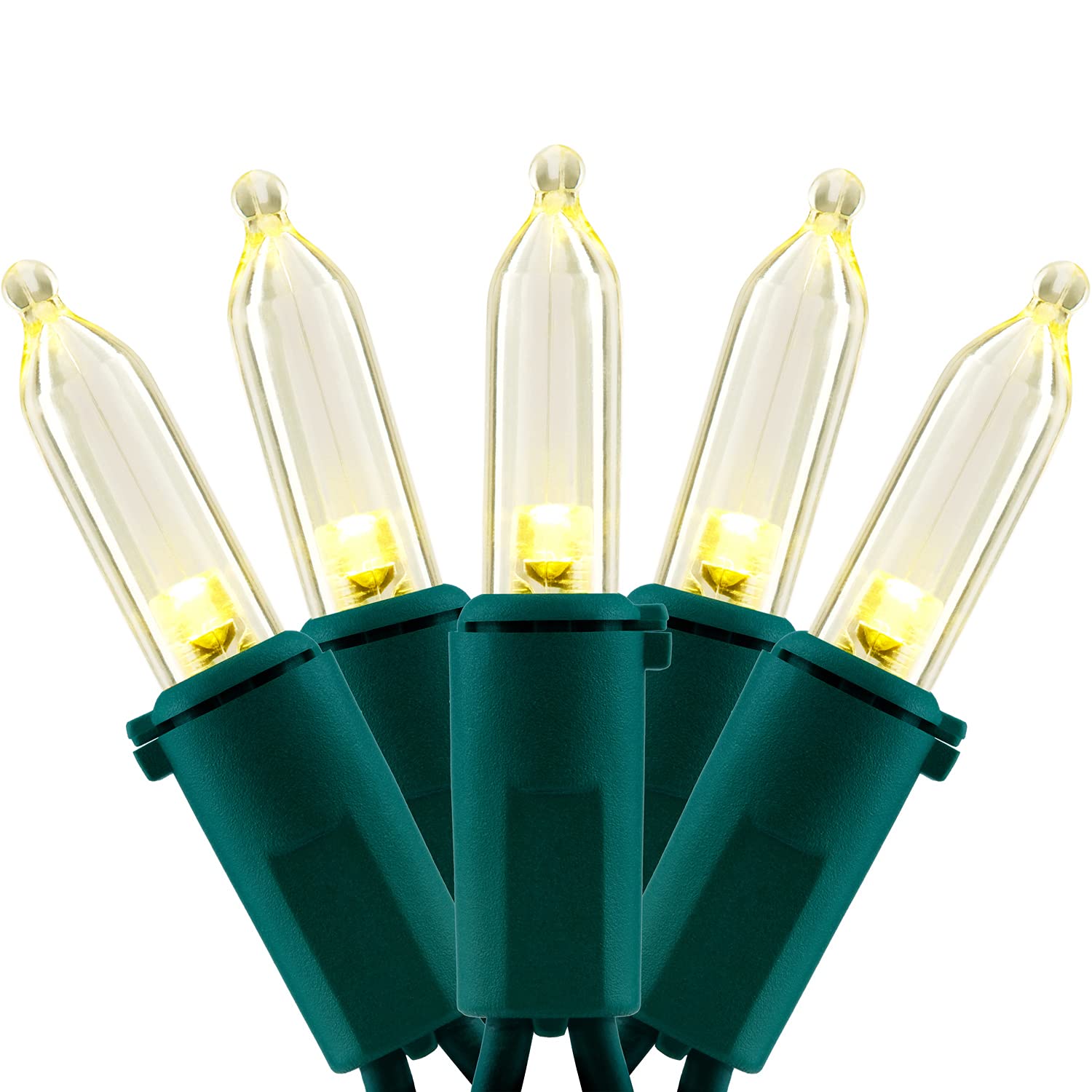 YULETIME 200-count warm white lights on green wire for indoor and outdoor décor