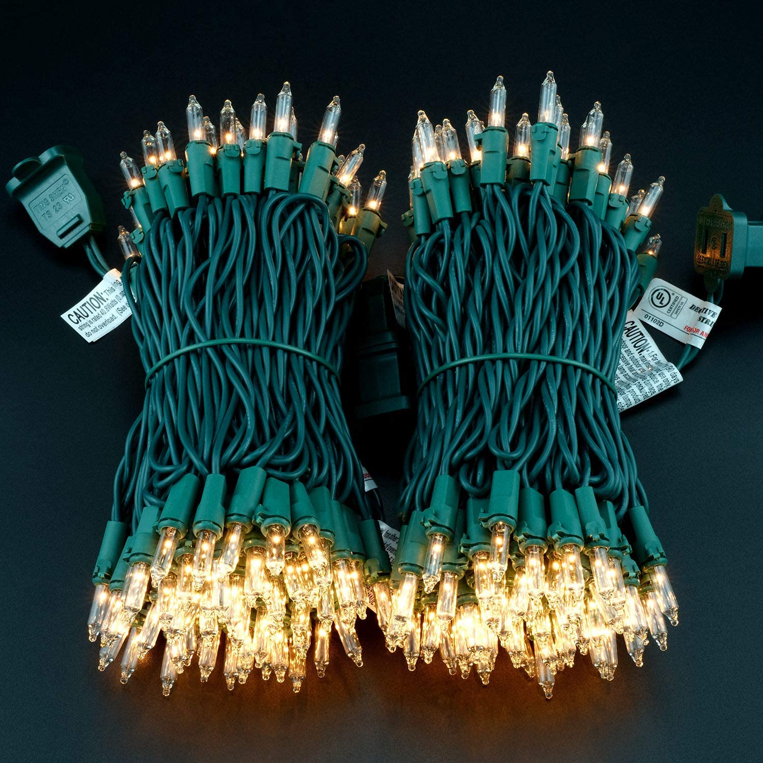 YULETIME 33 ft strand of clear glass bulbs for warm tree lighting