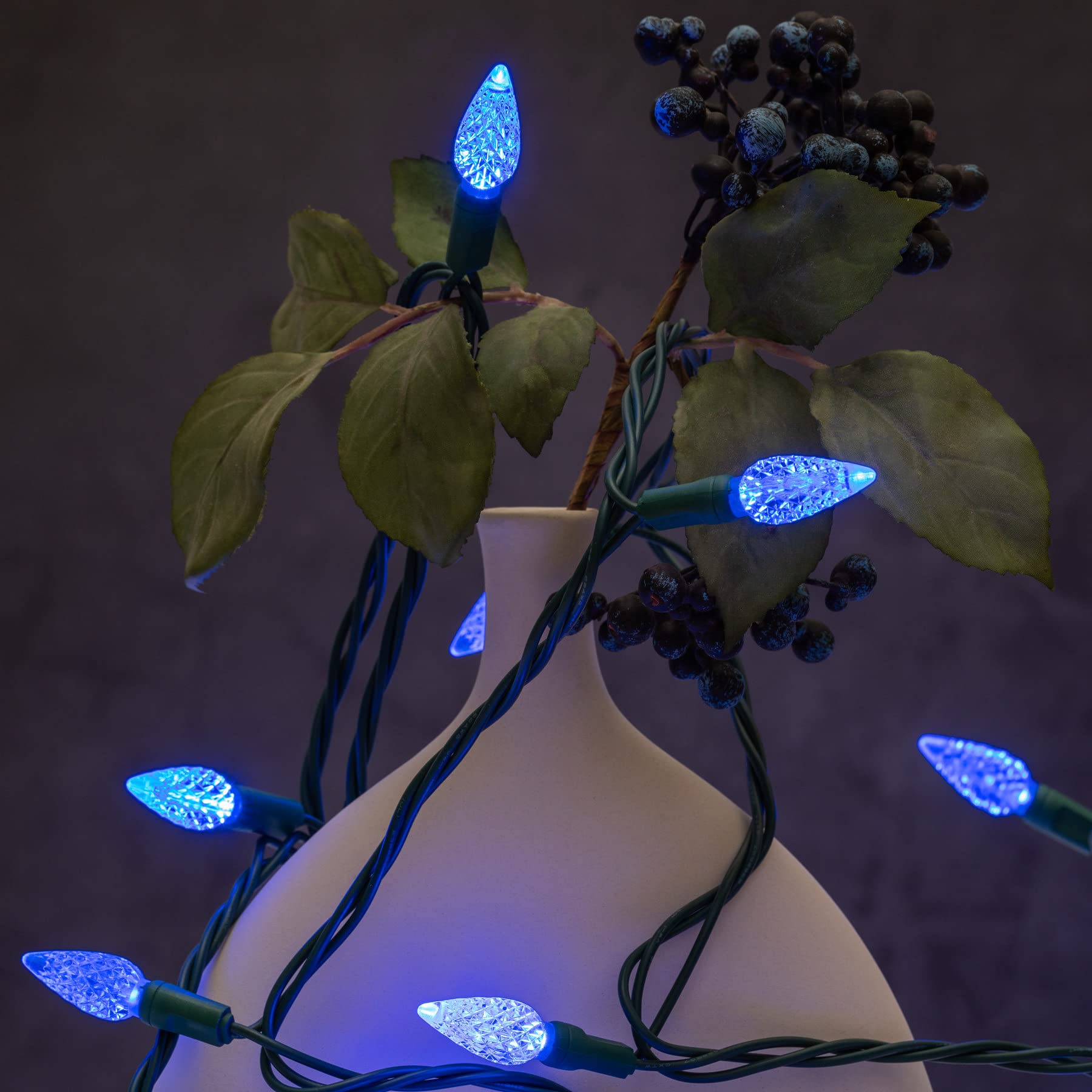 YULETIME acrylic strawberry bulbs provide bright, lasting visibility.