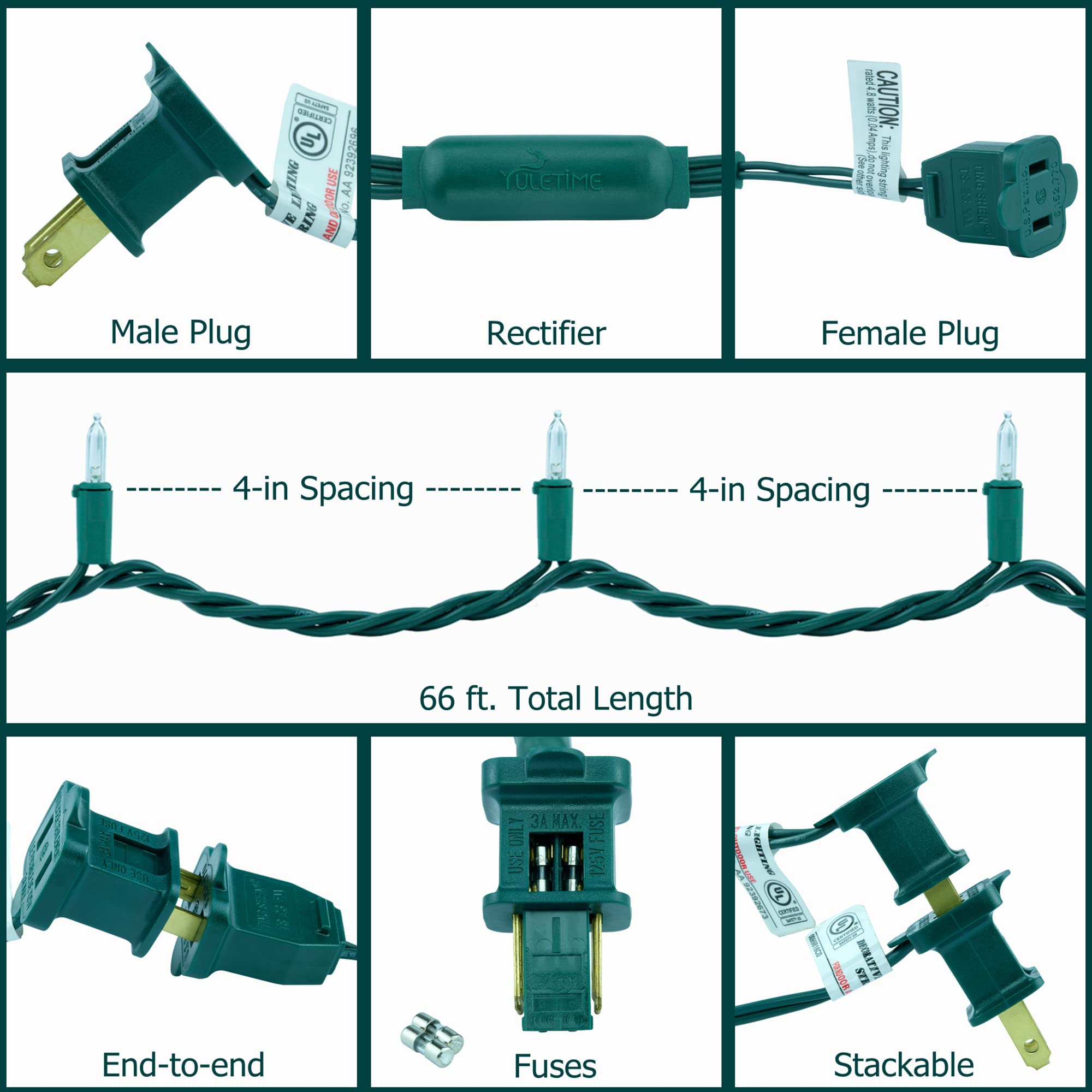 YULETIME includes extra fuses and bulbs for quick maintenance.