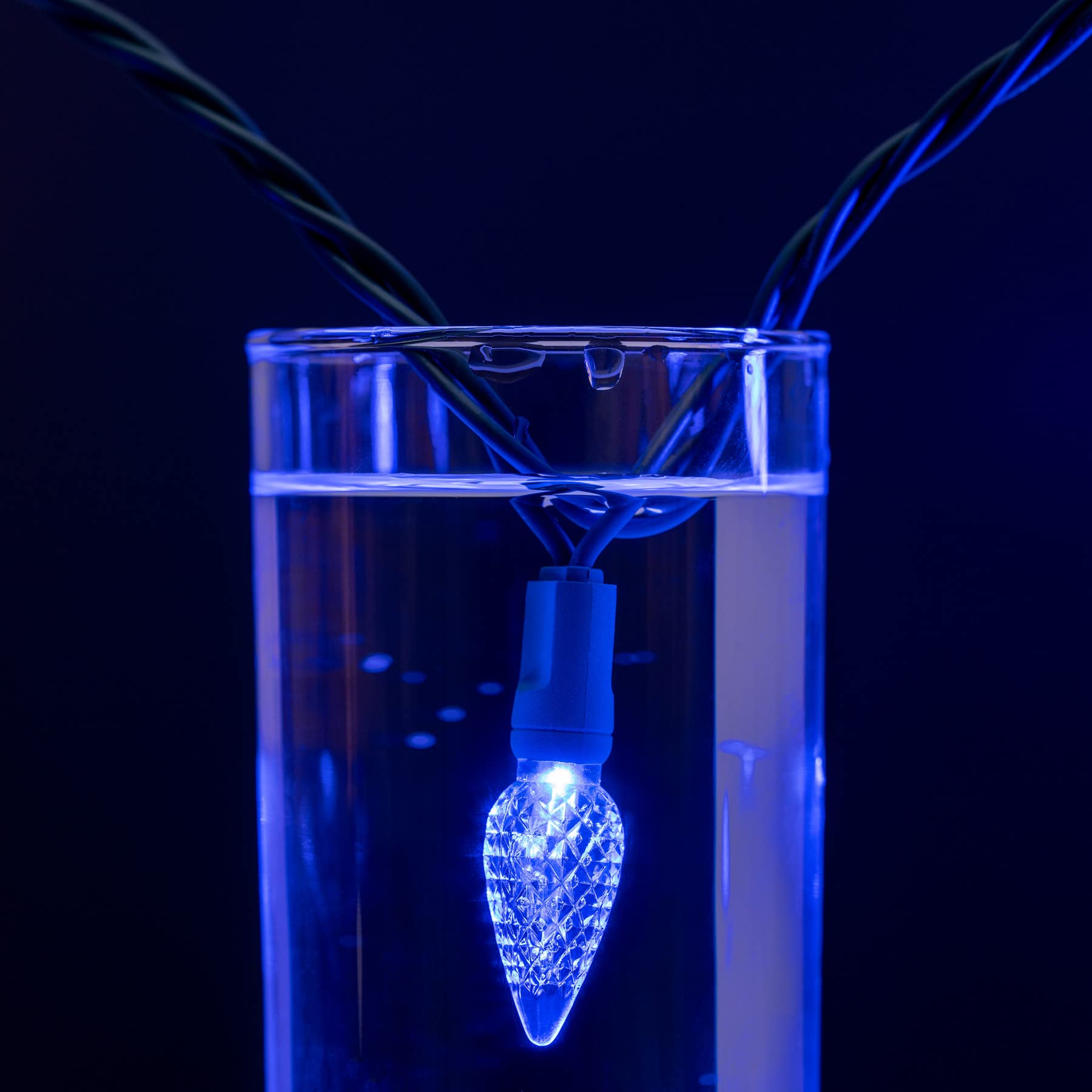 YULETIME flicker-free rectifier delivers smooth, steady blue illumination.