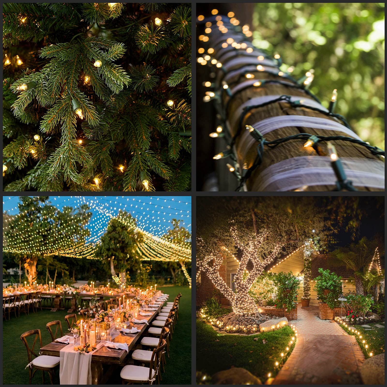 YULETIME warm clear glow enhancing festive ambiance on a tree