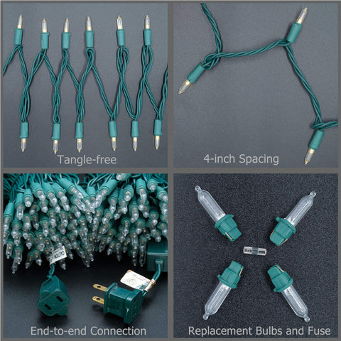 YULETIME contents: 200 LED strand, fuses, bulbs, and manual