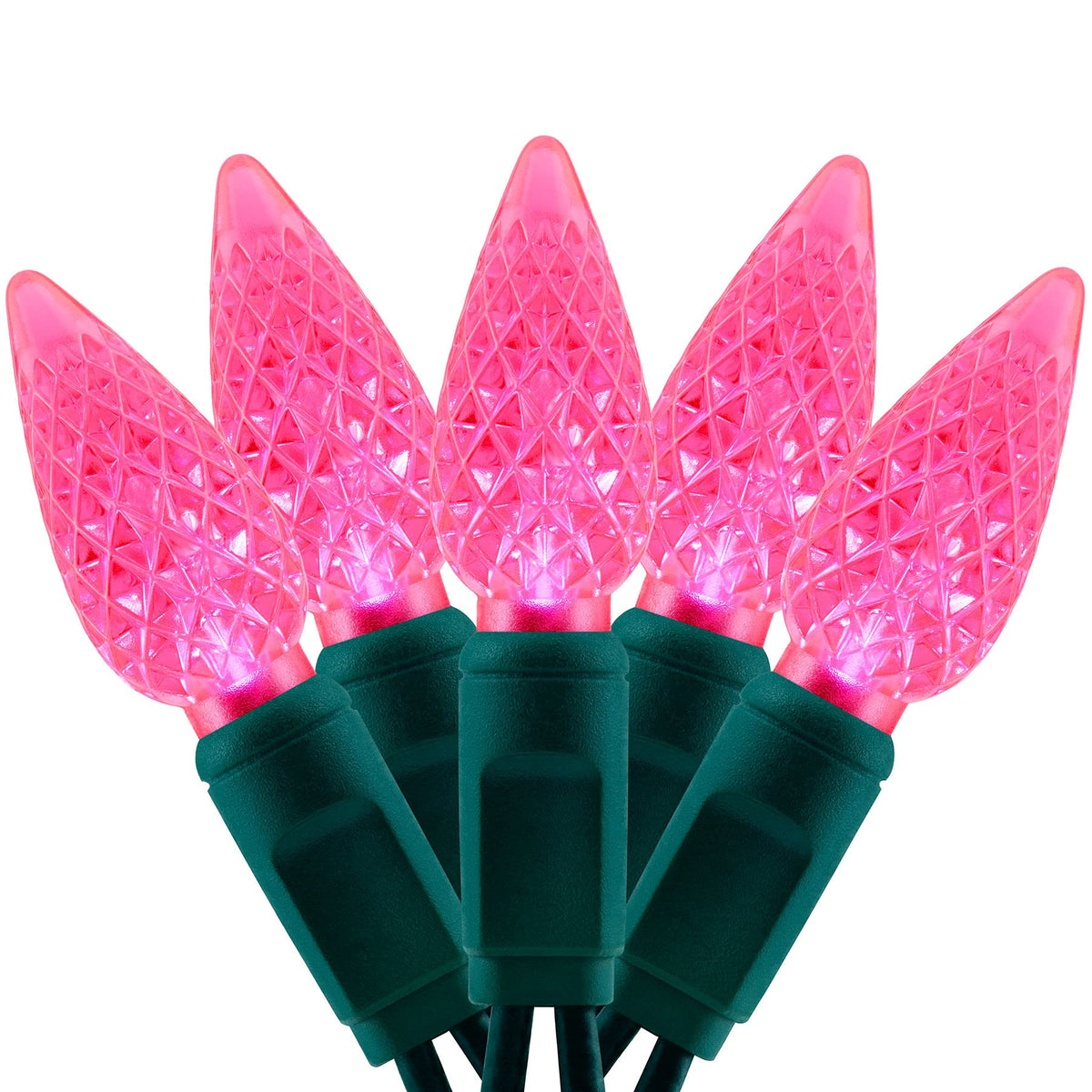 YULETIME pink C6 strawberry lights on a 70-LED strand for vibrant ambient lighting.