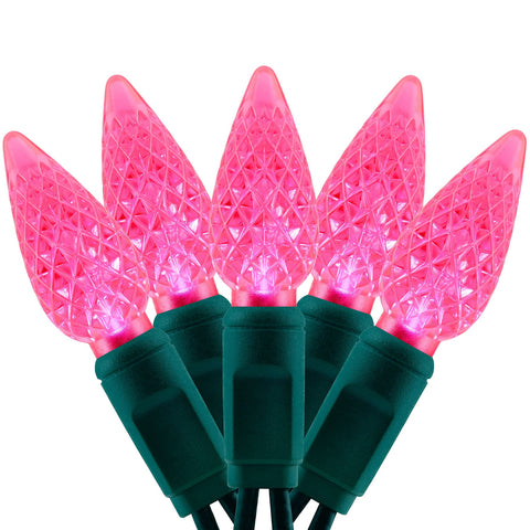 YULETIME pink C6 strawberry lights on a 70-LED strand for vibrant ambient lighting.