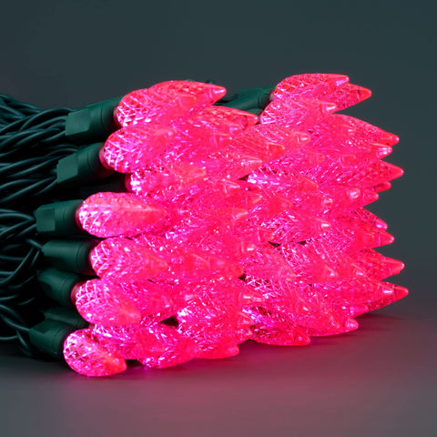 YULETIME pink C6 strawberry lights flicker-free performance for steady mood lighting.
