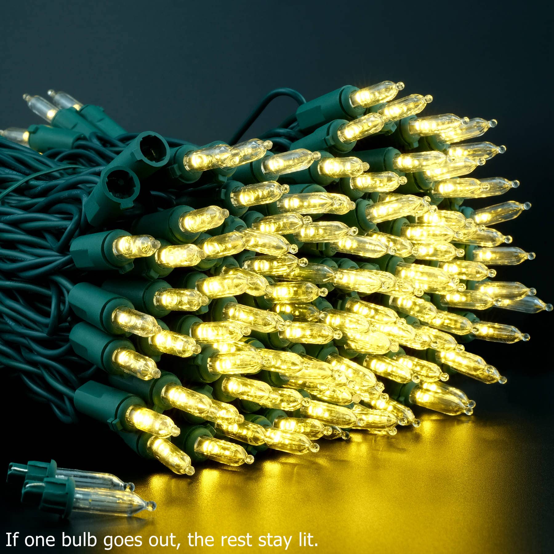 YULETIME series-parallel design keeps lights on if one bulb fails