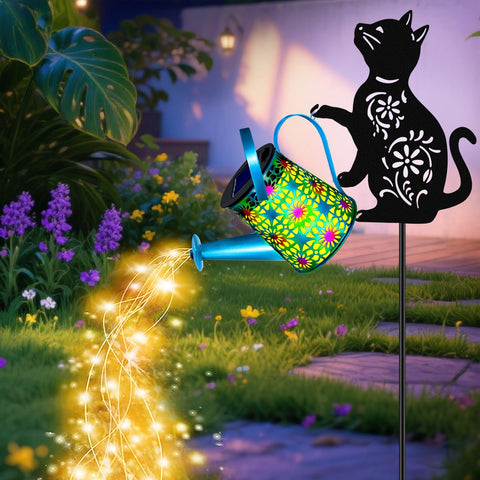 Yulloyello 8 hour solar glow watering can light after a full sun charge.