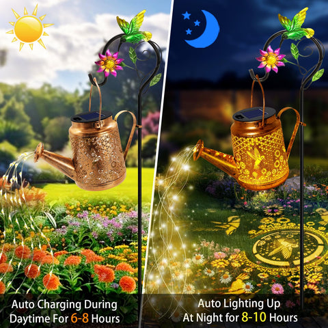 Yulloyello copper-finish LED lights create sunflower patterns for outdoor ambiance.