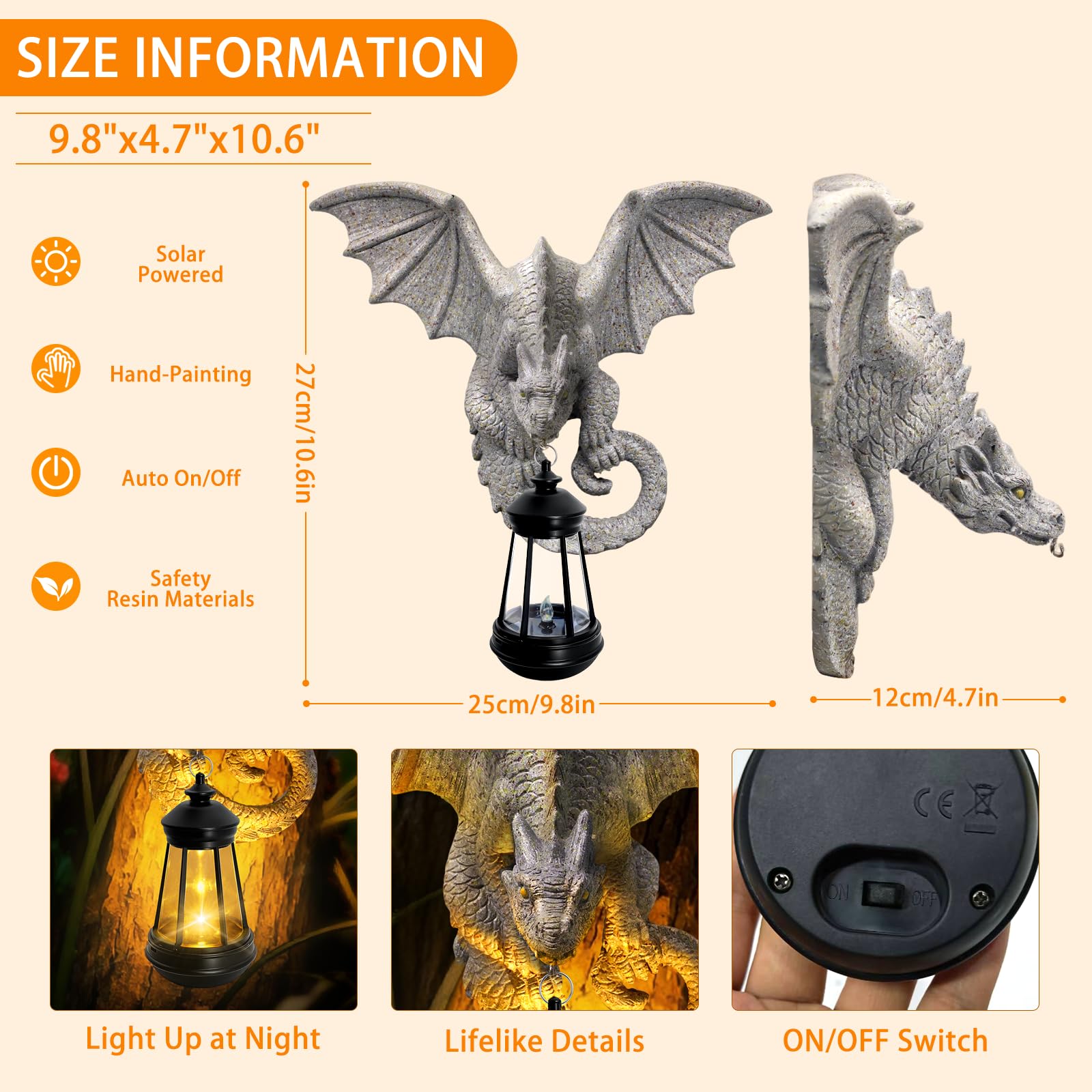 Yulloyello dragon lantern wall decor uses solar light for soft evening glow