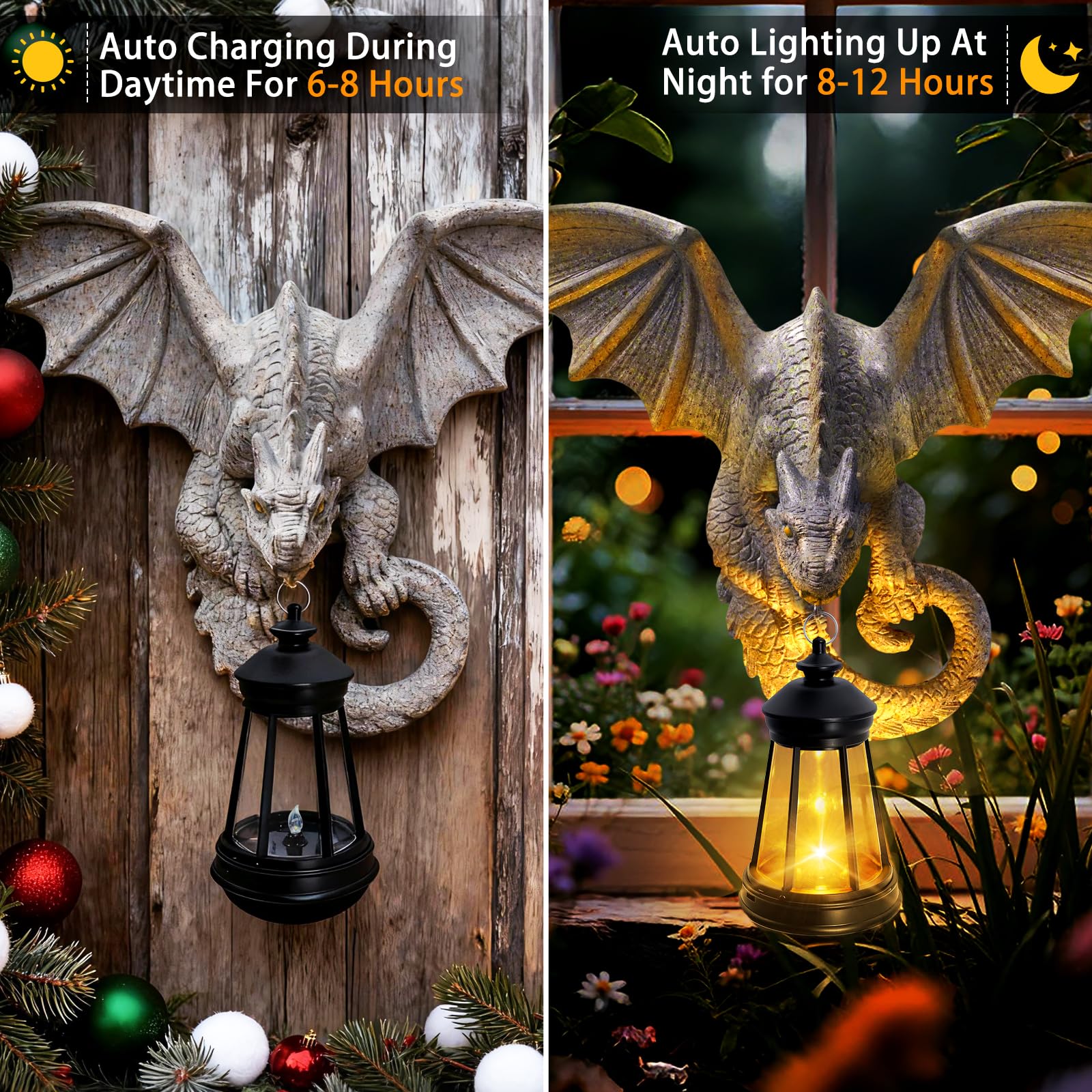Yulloyello dragon yard sculpture enhances front porch or garden display