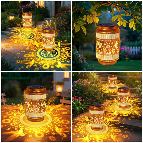 Yulloyello hummingbird-lantern garden-light provides cozy ambiance along walkways and flower beds.