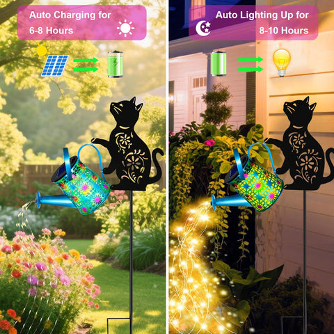 Yulloyello IP65 waterproof cat lantern withstands rain and shine for year round use.