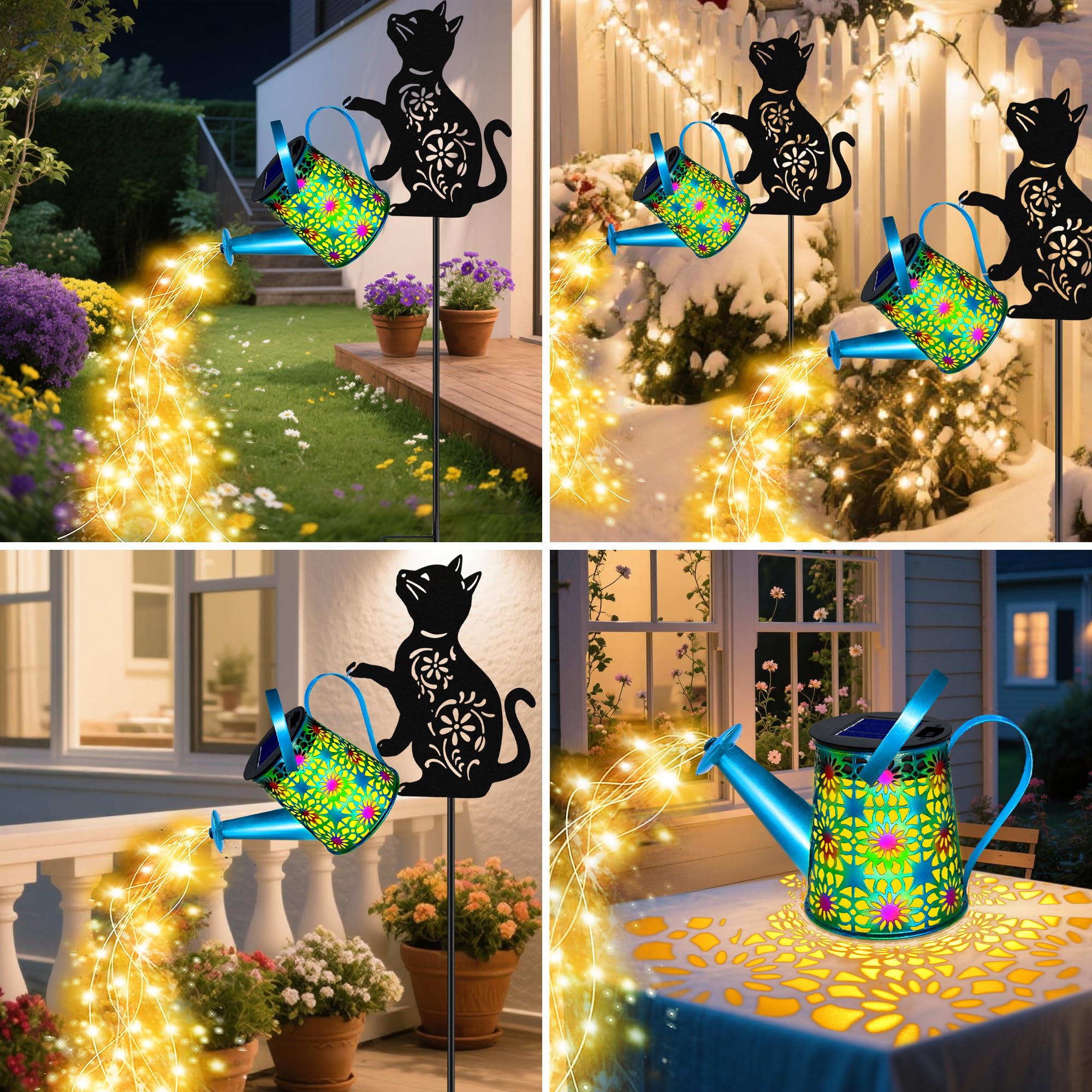 Yulloyello Outdoor cat lantern decor for patios balconies and flower beds.