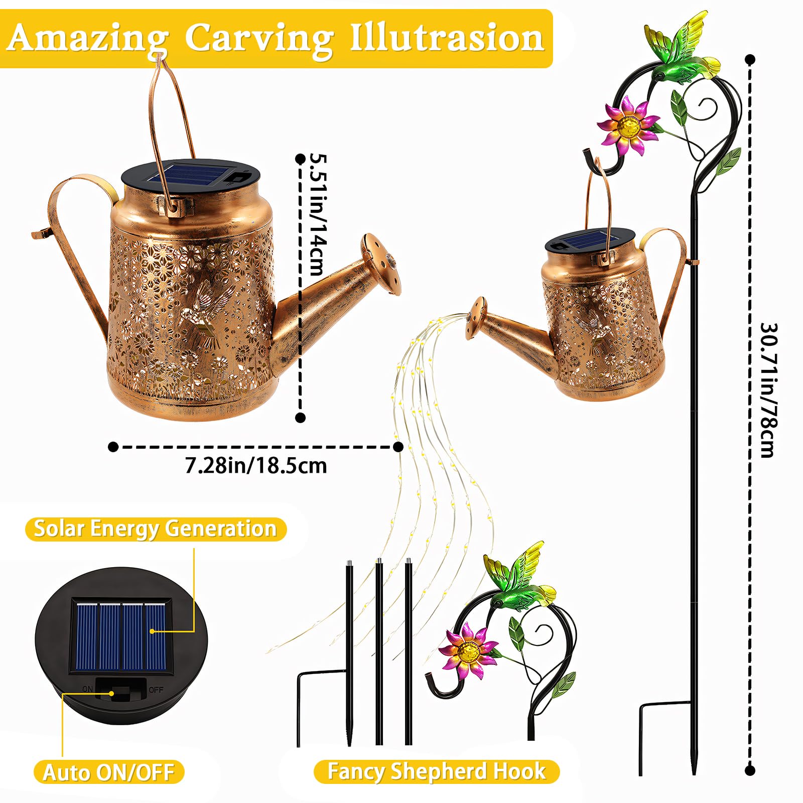 Yulloyello solar lantern with upgraded panel stores sun energy for longer nightly lighting.
