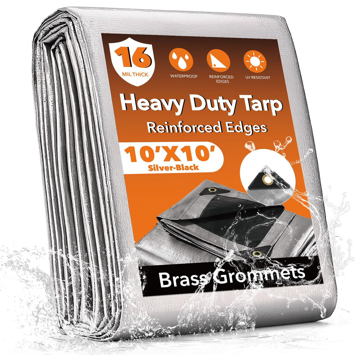Yumatum 10x10ft tarp in silver and black for outdoor protection
