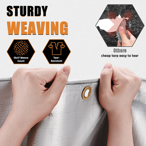 Yumatum waterproof and UV-blocking tarp protects gear from sun and moisture