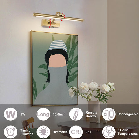 yumcrelect rechargeable wall lamp 16 inch USB C charging