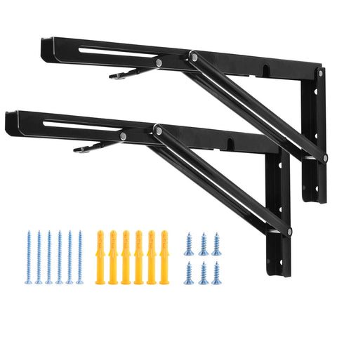 YUMORE 16-inch folding shelf bracket with heavy-duty steel supports up to 330lb.