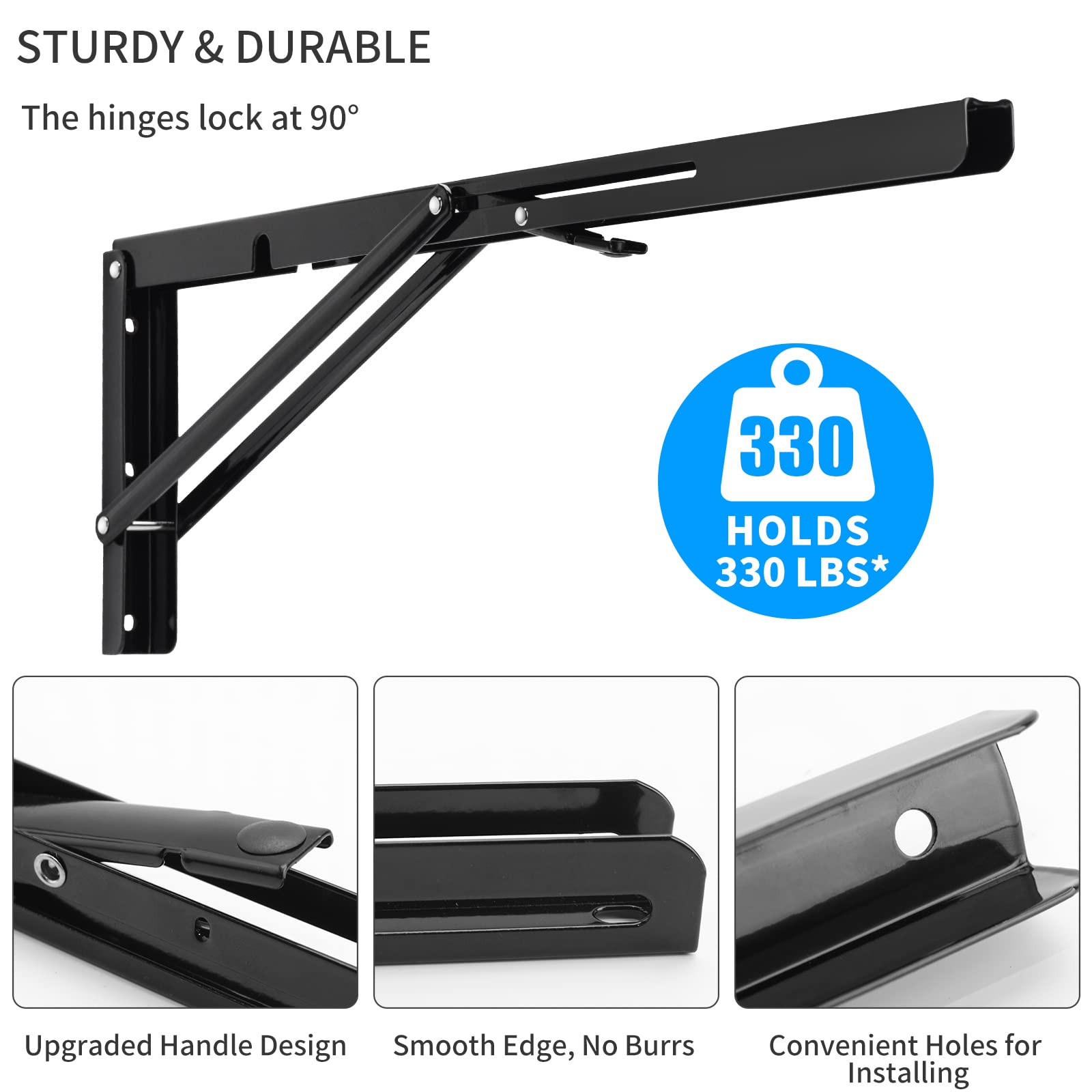 YUMORE black metal bracket with wall mounting hardware ready for quick installation.